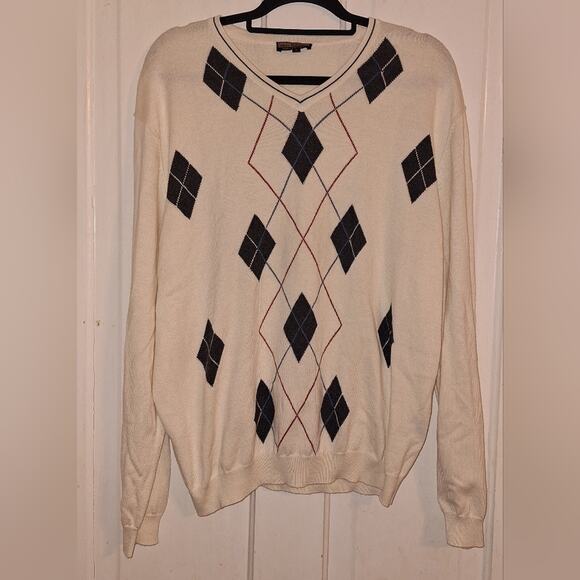 Vintage Lenor Romano Size Large Argyle Preppy Golf Tennis Country Club Academia - Picture 1 of 5